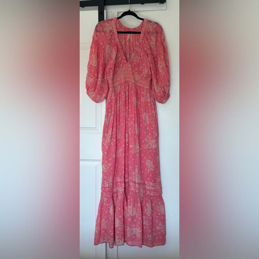 FreePeople Pink Smocked Maxi Dress Size S